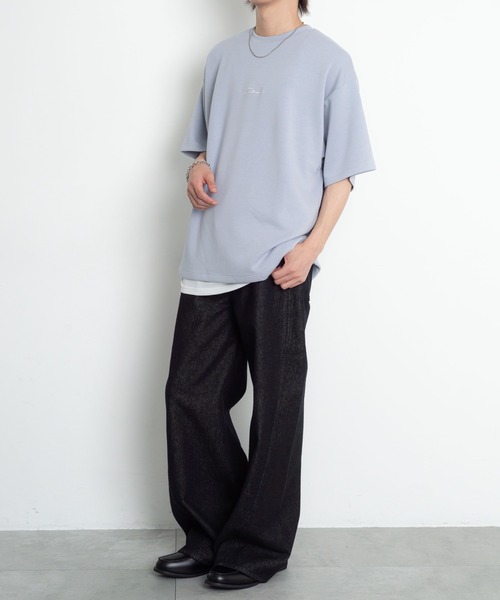 BROWNY(ブラウニー)の「BROWNY/【26年春夏新作】カラーステッチワンポイントT(Tシャツ/カットソー・メンズ・ブラック/サックスブルー/ホワイト・MEDIUM/LARGE)」の11枚目の写真