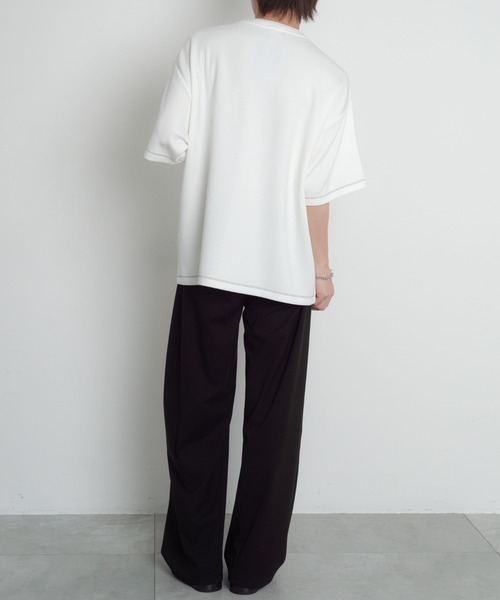 BROWNY(ブラウニー)の「BROWNY/【26年春夏新作】カラーステッチワンポイントT(Tシャツ/カットソー・メンズ・ブラック/サックスブルー/ホワイト・MEDIUM/LARGE)」の4枚目の写真