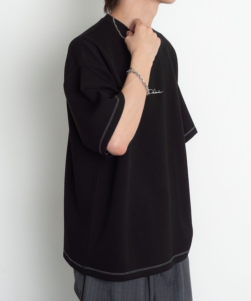 BROWNY(ブラウニー)の「BROWNY/【26年春夏新作】カラーステッチワンポイントT(Tシャツ/カットソー・メンズ・ブラック/サックスブルー/ホワイト・MEDIUM/LARGE)」の5枚目の写真