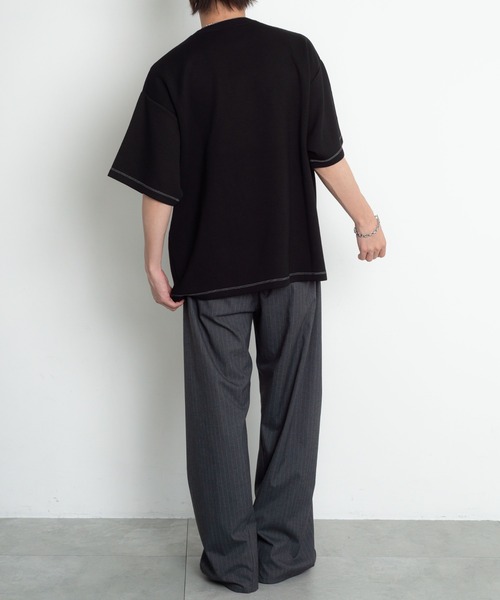 BROWNY(ブラウニー)の「BROWNY/【26年春夏新作】カラーステッチワンポイントT(Tシャツ/カットソー・メンズ・ブラック/サックスブルー/ホワイト・MEDIUM/LARGE)」の8枚目の写真