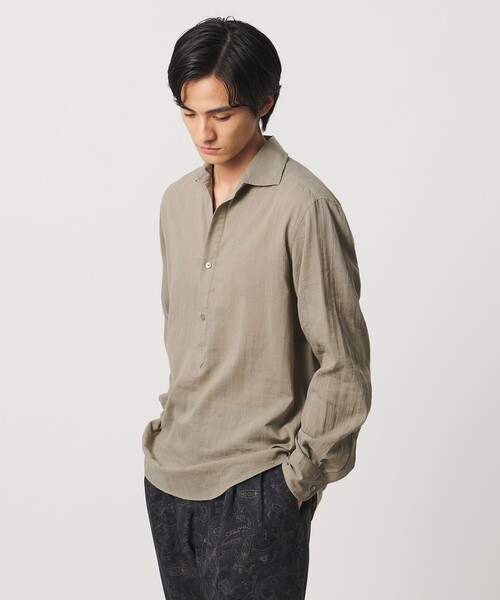 UNITED ARROWS(ユナイテッドアローズ)の「コードストライプ プルオーバー シャツ(シャツ/ブラウス・メンズ・ブラック/ベージュ・M/L/XL/S)」の2枚目の写真