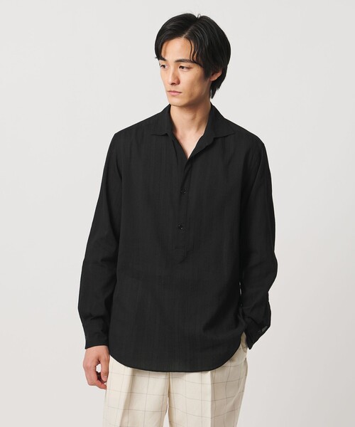 UNITED ARROWS(ユナイテッドアローズ)の「コードストライプ プルオーバー シャツ(シャツ/ブラウス・メンズ・ブラック/ベージュ・M/L/XL/S)」の1枚目の写真