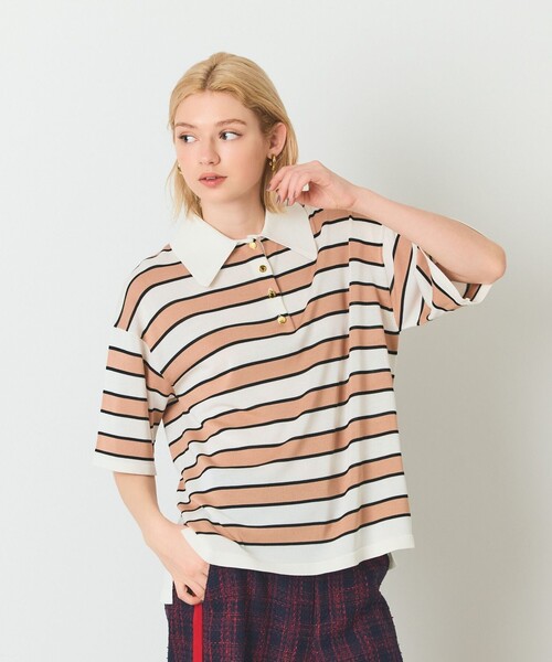 GRACE CLASS（グレースクラス）の「ボーダーニットトップ（Tシャツ/カットソー・レディース・ブラック/キャメル・36）」の5枚目の写真