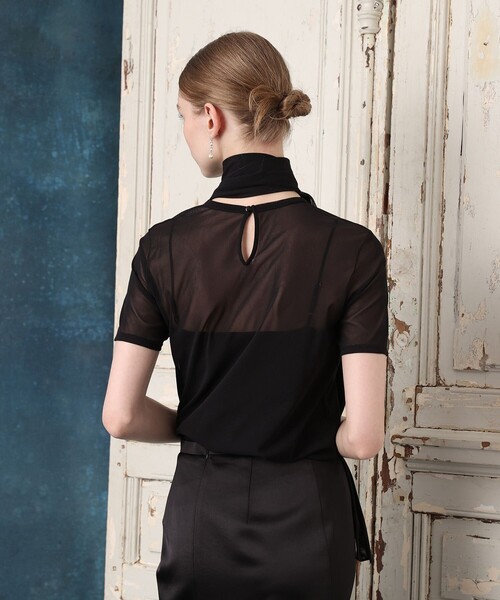 LOULOU WILLOUGHBY(ルルウィルビー)の「【LOULOU WILLOUGHBY】ボウタイツキチュールトップス(Tシャツ/カットソー・レディース・ボルドー/オフホワイト/ブラック・2)」の5枚目の写真