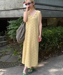 lanan select（ラナンセレクト）の「【plussize】薔薇モチーフ サマーニットロングワンピース（ワンピース）」