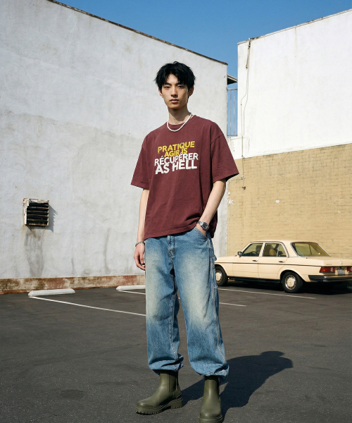 LENGAGEMENT(ランガージュマン)の「Hell-Raising Salt Wash Crop Short Sleeve T-Shirt (Red)(Tシャツ/カットソー・レディース・レッド・1/2)」の2枚目の写真