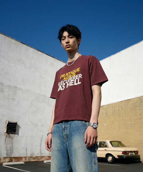 LENGAGEMENT(ランガージュマン)の「Hell-Raising Salt Wash Crop Short Sleeve T-Shirt (Red)(Tシャツ/カットソー・レディース・レッド・1/2)」の3枚目の写真