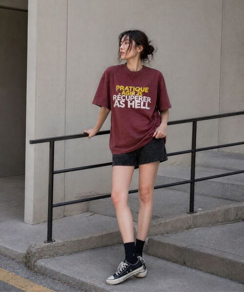 LENGAGEMENT(ランガージュマン)の「Hell-Raising Salt Wash Crop Short Sleeve T-Shirt (Red)(Tシャツ/カットソー・レディース・レッド・1/2)」の9枚目の写真