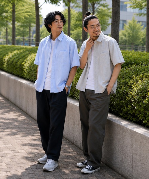 ZIP FIVE(ジップファイブ)の「無地&ストライプ オックスフォード 半袖シャツ(シャツ/ブラウス・メンズ・ブルー系/ブルー/ホワイト/グレー系・LARGE/X-LARGE/MEDIUM)」の8枚目の写真