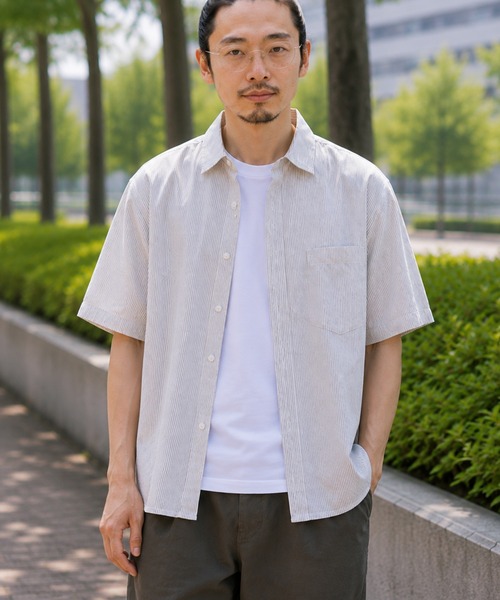 ZIP FIVE(ジップファイブ)の「無地&ストライプ オックスフォード 半袖シャツ(シャツ/ブラウス・メンズ・ブルー系/ブルー/ホワイト/グレー系・LARGE/X-LARGE/MEDIUM)」の11枚目の写真