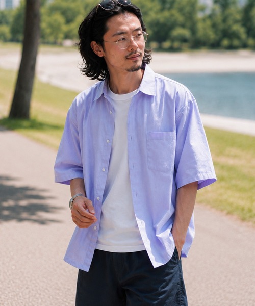 ZIP FIVE(ジップファイブ)の「無地&ストライプ オックスフォード 半袖シャツ(シャツ/ブラウス・メンズ・ブルー系/ブルー/ホワイト/グレー系・LARGE/X-LARGE/MEDIUM)」の15枚目の写真