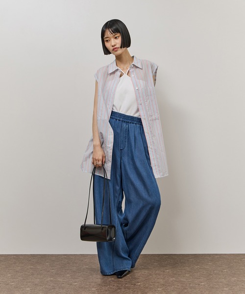 ADAM ET ROPE'(アダムエロペ)の「FabRICAストライプアジャストノースリーブシャツ(シャツ/ブラウス・レディース・ターコイズブルー/サックスブルー/ピンク系その他2・FREE)」の6枚目の写真