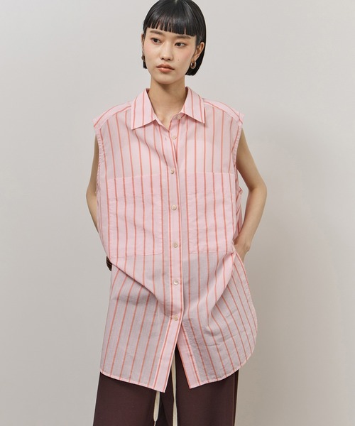 ADAM ET ROPE'(アダムエロペ)の「FabRICAストライプアジャストノースリーブシャツ(シャツ/ブラウス・レディース・ターコイズブルー/サックスブルー/ピンク系その他2・FREE)」の8枚目の写真