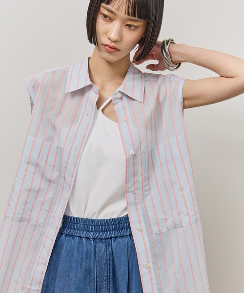 ADAM ET ROPE'(アダムエロペ)の「FabRICAストライプアジャストノースリーブシャツ(シャツ/ブラウス・レディース・ターコイズブルー/サックスブルー/ピンク系その他2・FREE)」の13枚目の写真