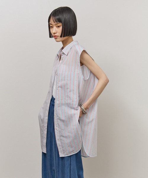 ADAM ET ROPE'(アダムエロペ)の「FabRICAストライプアジャストノースリーブシャツ(シャツ/ブラウス・レディース・ターコイズブルー/サックスブルー/ピンク系その他2・FREE)」の14枚目の写真