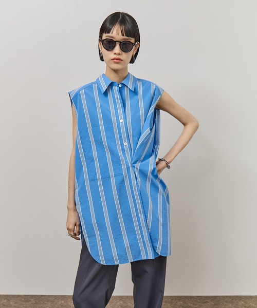 ADAM ET ROPE'(アダムエロペ)の「FabRICAストライプアジャストノースリーブシャツ(シャツ/ブラウス・レディース・ターコイズブルー/サックスブルー/ピンク系その他2・FREE)」の15枚目の写真