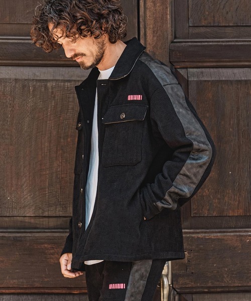 felkod(フィルコッド)の「mj11646- Synthetic Leather×Fleece-Back Corduroy CPO Jacket コーデュロイCPOジャケット(F26A130)(その他アウター・メンズ・グレイッシュベージュ/ブラック・S/M/L)」の20枚目の写真