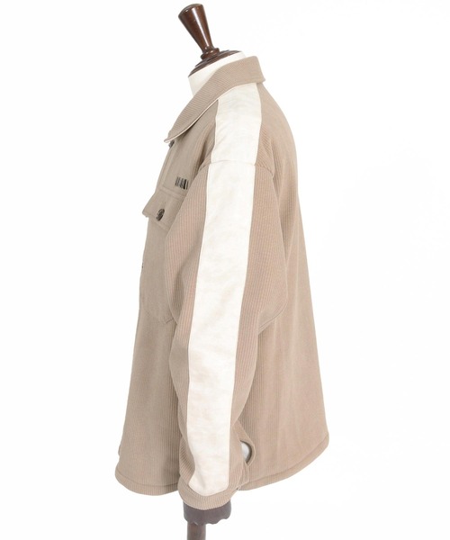 felkod(フィルコッド)の「mj11646- Synthetic Leather×Fleece-Back Corduroy CPO Jacket コーデュロイCPOジャケット(F26A130)(その他アウター・メンズ・グレイッシュベージュ/ブラック・S/M/L)」の7枚目の写真