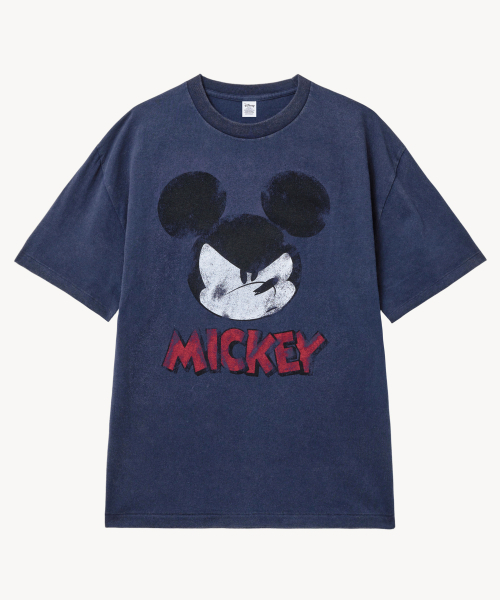 VTWO（ブイツー）の「フェイドウォッシングフェイス_ミッキー_ Tシャツ (ネイビー)（Tシャツ/カットソー・レディース・その他・MEDIUM/LARGE）」の2枚目の写真