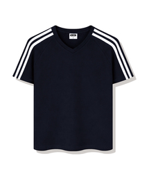 BASIC LABEL（ベーシックラベル）の「Zachary Track V-neck Short-sleeved T-shirt 4 Color [BLSV_1501]（Tシャツ/カットソー）」