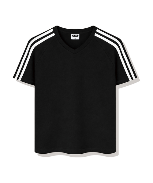 BASIC LABEL（ベーシックラベル）の「Zachary Track V-neck Short-sleeved T-shirt 4 Color [BLSV_1501]（Tシャツ/カットソー・レディース・ネイビー/ブラック/ピンク/アイボリー・SMALL/MEDIUM/LARGE/X-LARGE）」の2枚目の写真