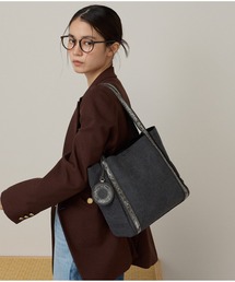 【グッシオゴールド】ビジュ付キャンバストートバッグ ミラーチャーム付