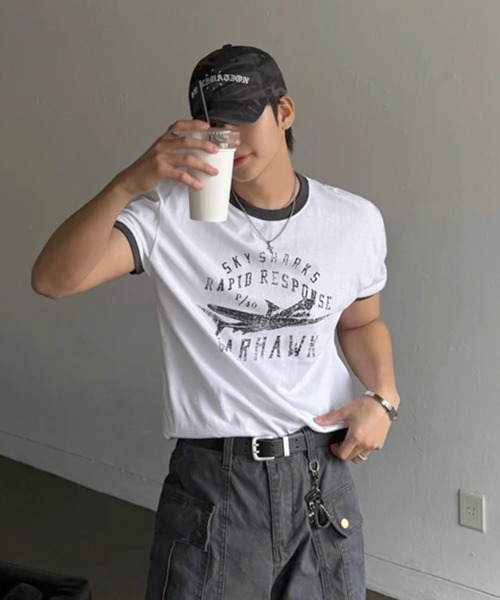 NOWLE（ノウル）の「【NOWLE】ヴィンテージライク グラフィック リンガーTシャツ / オールドスクール アメカジ 半袖 T（Tシャツ/カットソー・メンズ・ネイビー/ホワイト・MEDIUM/SMALL/X-LARGE/LARGE）」の22枚目の写真