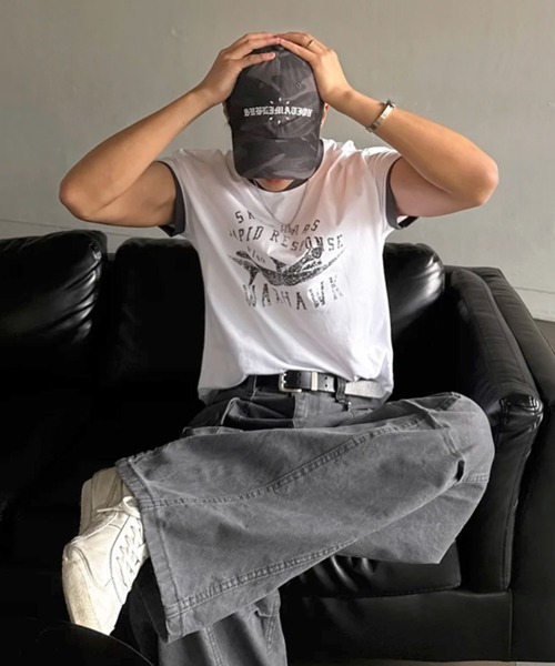 NOWLE（ノウル）の「【NOWLE】ヴィンテージライク グラフィック リンガーTシャツ / オールドスクール アメカジ 半袖 T（Tシャツ/カットソー・メンズ・ネイビー/ホワイト・MEDIUM/SMALL/X-LARGE/LARGE）」の19枚目の写真