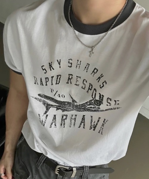 NOWLE（ノウル）の「【NOWLE】ヴィンテージライク グラフィック リンガーTシャツ / オールドスクール アメカジ 半袖 T（Tシャツ/カットソー・メンズ・ネイビー/ホワイト・MEDIUM/SMALL/X-LARGE/LARGE）」の11枚目の写真