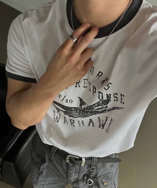 NOWLE（ノウル）の「【NOWLE】ヴィンテージライク グラフィック リンガーTシャツ / オールドスクール アメカジ 半袖 T（Tシャツ/カットソー・メンズ・ネイビー/ホワイト・MEDIUM/SMALL/X-LARGE/LARGE）」の12枚目の写真