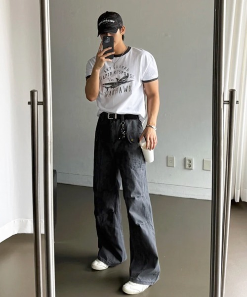 NOWLE（ノウル）の「【NOWLE】ヴィンテージライク グラフィック リンガーTシャツ / オールドスクール アメカジ 半袖 T（Tシャツ/カットソー・メンズ・ネイビー/ホワイト・MEDIUM/SMALL/X-LARGE/LARGE）」の4枚目の写真