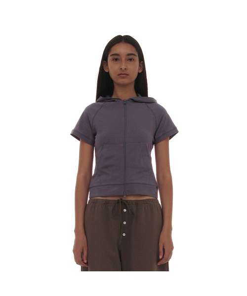 PARTIMENTO WOMEN（パルティメントウィメン）の「PWC ショートスリーブフードパーカー ジップアップ_9カラー（Tシャツ/カットソー・レディース・ホワイト/グレー/オリーブ/カーキ/ワインレッド/ブラック/ブルー系その他/チャコール/ネイビー・SMALL/MEDIUM/LARGE）」の8枚目の写真