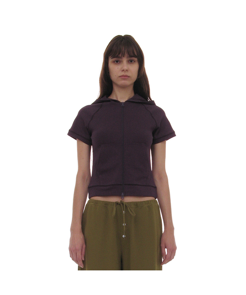 PARTIMENTO WOMEN（パルティメントウィメン）の「PWC ショートスリーブフードパーカー ジップアップ_9カラー（Tシャツ/カットソー・レディース・ホワイト/グレー/オリーブ/カーキ/ワインレッド/ブラック/ブルー系その他/チャコール/ネイビー・SMALL/MEDIUM/LARGE）」の9枚目の写真