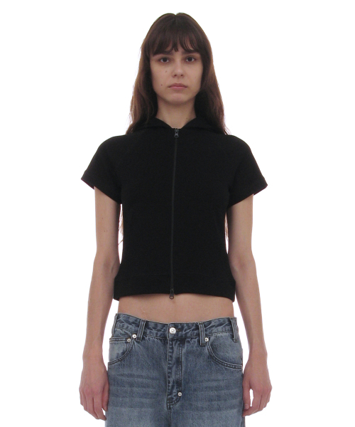 PARTIMENTO WOMEN（パルティメントウィメン）の「PWC ショートスリーブフードパーカー ジップアップ_9カラー（Tシャツ/カットソー・レディース・ホワイト/グレー/オリーブ/カーキ/ワインレッド/ブラック/ブルー系その他/チャコール/ネイビー・SMALL/MEDIUM/LARGE）」の10枚目の写真