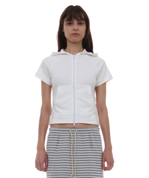 PARTIMENTO WOMEN（パルティメントウィメン）の「PWC ショートスリーブフードパーカー ジップアップ_9カラー（Tシャツ/カットソー・レディース・ホワイト/グレー/オリーブ/カーキ/ワインレッド/ブラック/ブルー系その他/チャコール/ネイビー・SMALL/MEDIUM/LARGE）」の14枚目の写真