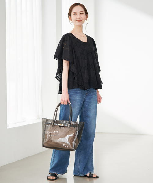 SLOBE IENA(スローブイエナ)の「《追加2》レースフリルVネックブラウス(シャツ/ブラウス・レディース・ブラック/アイボリー/ブラウン・FREE)」の6枚目の写真