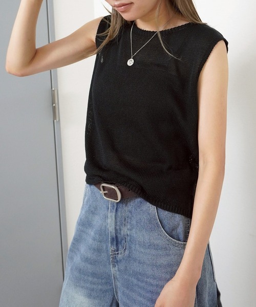 gossara(ゴサラ)の「【大人可愛いを叶える】ボートネックノースリニット(ニット/セーター・レディース・ホワイト/ブラック/ベージュ・FREE)」の18枚目の写真