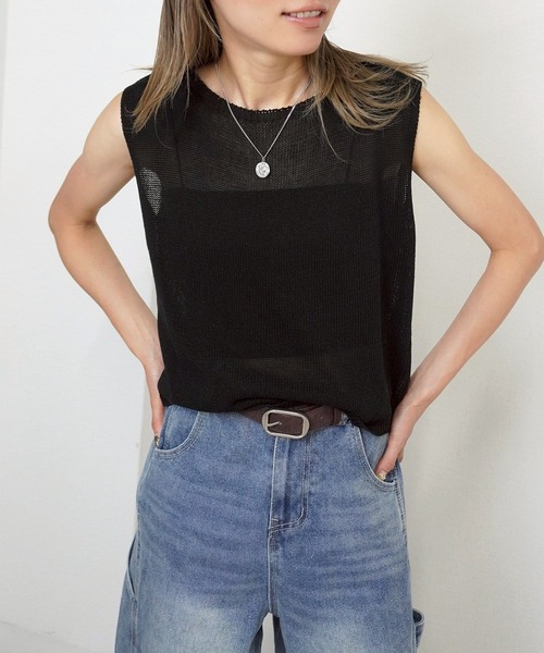 gossara(ゴサラ)の「【大人可愛いを叶える】ボートネックノースリニット(ニット/セーター・レディース・ホワイト/ブラック/ベージュ・FREE)」の19枚目の写真