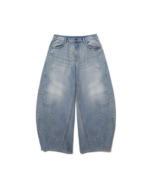 ANGLAN | Panelled Barrel Denim Pants - Washed Blue(デニムパンツ)