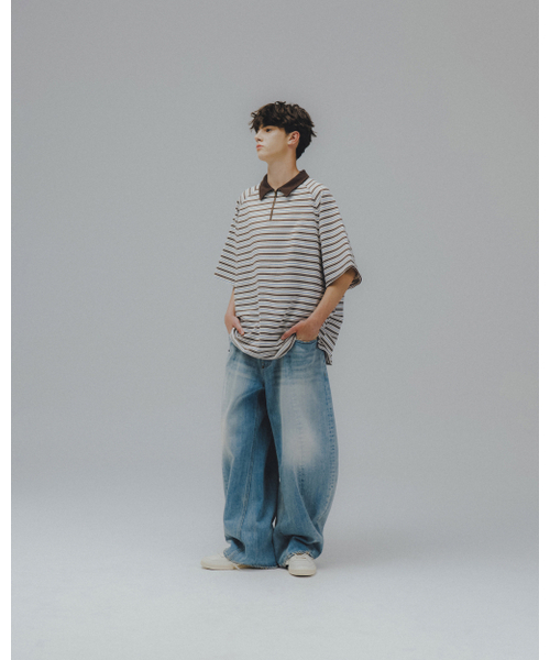 ANGLAN(アングラン)の「Panelled Barrel Denim Pants - Washed Blue(デニムパンツ・メンズ・その他・1/2)」の7枚目の写真