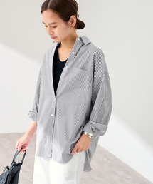 Spick&Span スピックアンドスパン ピンストライプVネックブラウス 