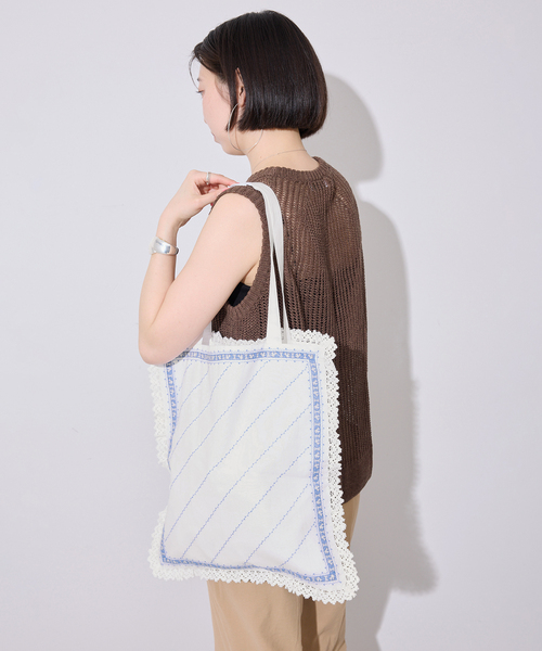 crinkle crinkle crinkle（クリンクルクリンクルクリンクル）の「《追加》crinkle crinkle crinkle SLOBE別注 handkerchief tote（トートバッグ・レディース・ホワイト・FREE）」の10枚目の写真