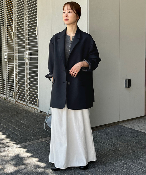 SLOBE IENA(スローブイエナ)の「《WEB限定カラーあり/追加3》PE SHARK ビックジャケット(テーラードジャケット・レディース・ブラック/グレー/ブラウン・FREE)」の14枚目の写真