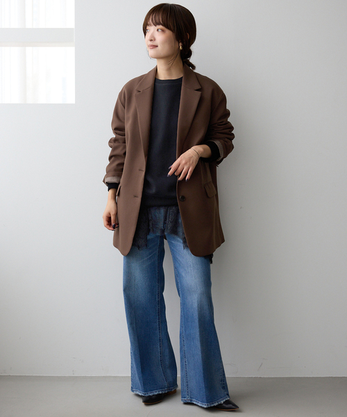 SLOBE IENA(スローブイエナ)の「《WEB限定カラーあり/追加3》PE SHARK ビックジャケット(テーラードジャケット・レディース・ブラック/グレー/ブラウン・FREE)」の17枚目の写真
