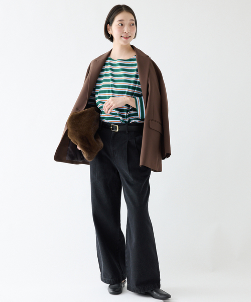 SLOBE IENA(スローブイエナ)の「《WEB限定カラーあり/追加3》PE SHARK ビックジャケット(テーラードジャケット・レディース・ブラック/グレー/ブラウン・FREE)」の6枚目の写真