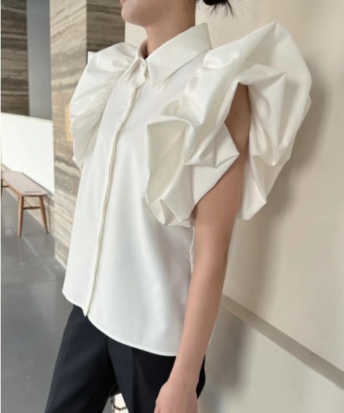 BIRTHDAY BASH(バースデイバッシュ)の「WHIP SLEEVE SHIRT TOPS(Tシャツ/カットソー・レディース・ブラック/ホワイト/ベージュ・FREE)」の10枚目の写真