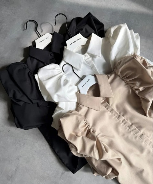 BIRTHDAY BASH(バースデイバッシュ)の「WHIP SLEEVE SHIRT TOPS(Tシャツ/カットソー・レディース・ブラック/ホワイト/ベージュ・FREE)」の6枚目の写真