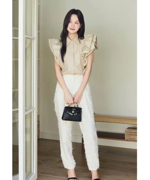 BIRTHDAY BASH(バースデイバッシュ)の「WHIP SLEEVE SHIRT TOPS(Tシャツ/カットソー・レディース・ブラック/ホワイト/ベージュ・FREE)」の9枚目の写真