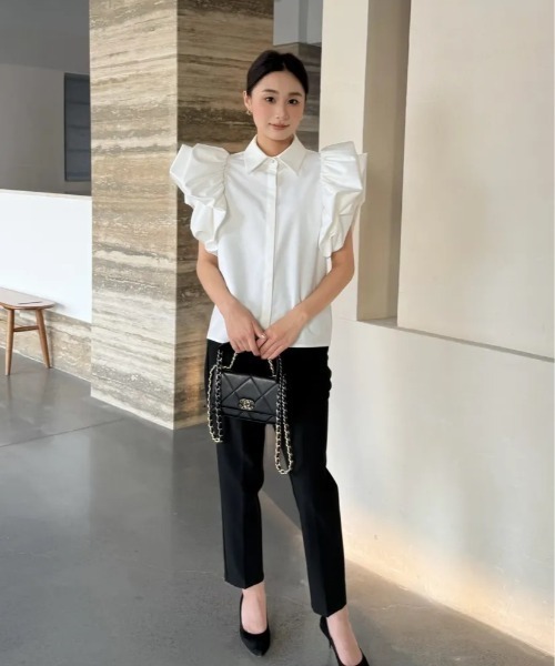 BIRTHDAY BASH(バースデイバッシュ)の「WHIP SLEEVE SHIRT TOPS(Tシャツ/カットソー・レディース・ブラック/ホワイト/ベージュ・FREE)」の7枚目の写真