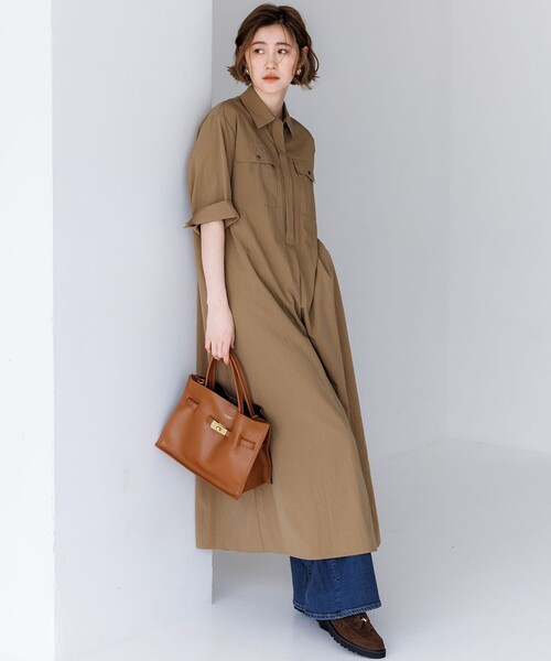 23区 S（ニジュウサンクチイサイサイズ）の「レーヨンタイプライター シャツ ワンピース（シャツワンピース・レディース・ネイビー系/ダークブラウン系/黄土色系・32）」の11枚目の写真